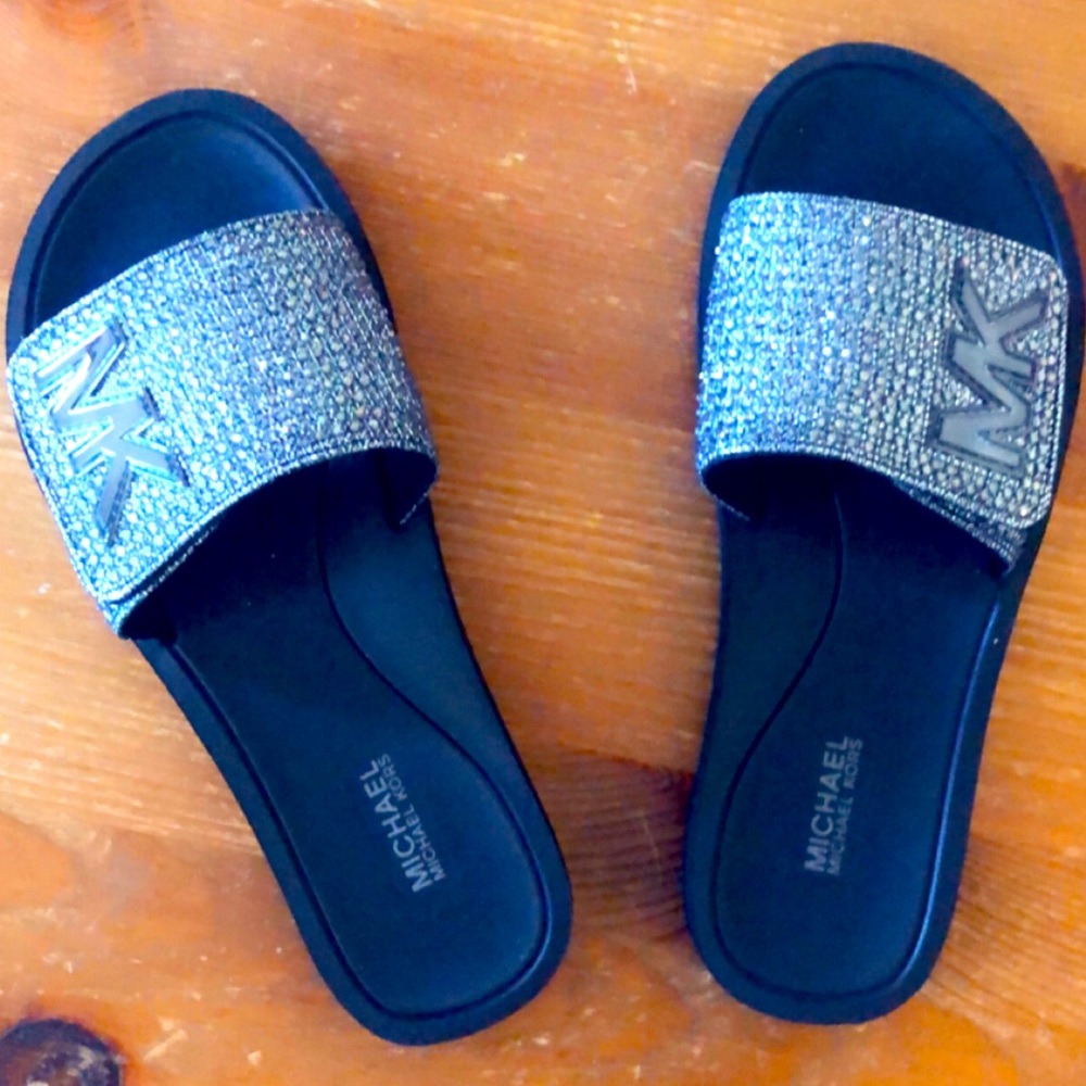 michael kors sparkly slides size 6